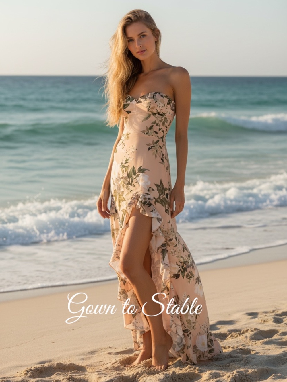 Revolve x Amanda Uprichard Eden Floral Ruffle High-low Gown